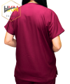 Bordo Likralı Kadın Cerrahi Tek Üst