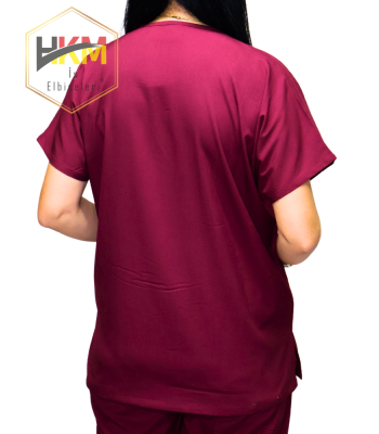 Bordo Likralı Kadın Cerrahi Takım