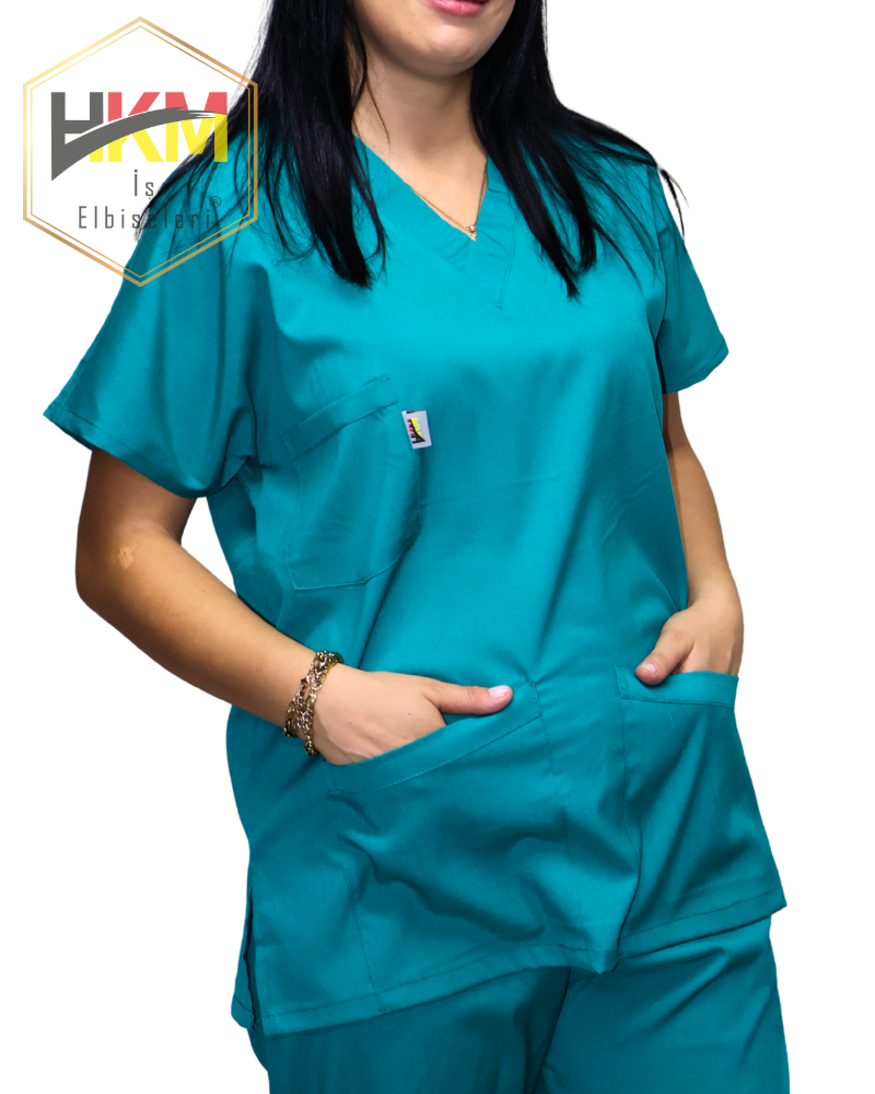 Yeşil Likralı Kadın Cerrahi Tek Üst