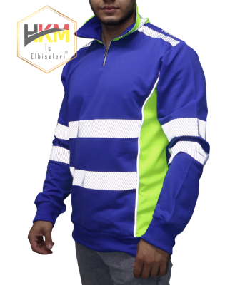 Reflektörlü Erkek Yarım Fermuarlı Sweatshirt