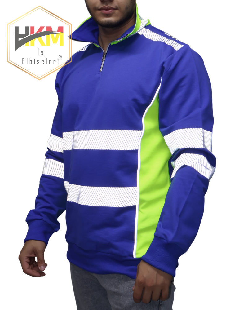 Reflektörlü Erkek Yarım Fermuarlı Sweatshirt