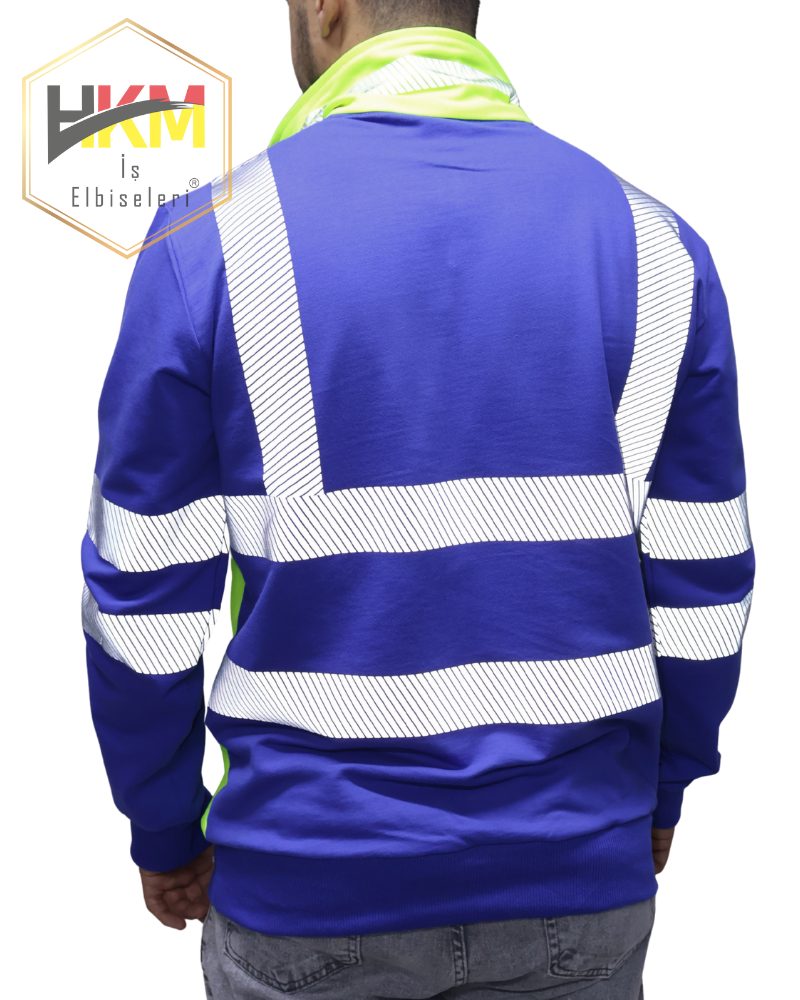 Reflektörlü Erkek Yarım Fermuarlı Sweatshirt