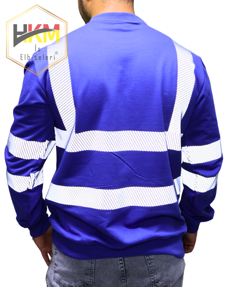 Reflektörlü Sweatshirt Saksmavi-Sarı