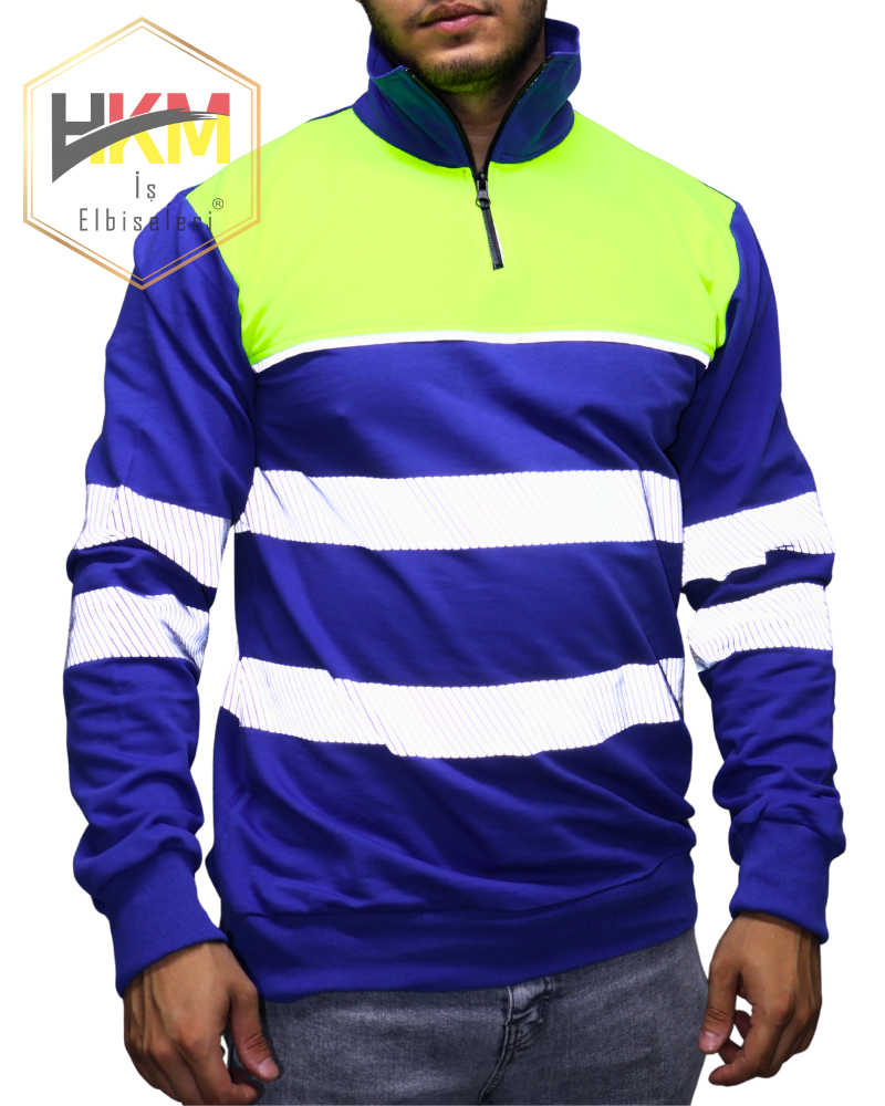 Reflektörlü Erkek Fermuarlı Yaka Sweatshirt