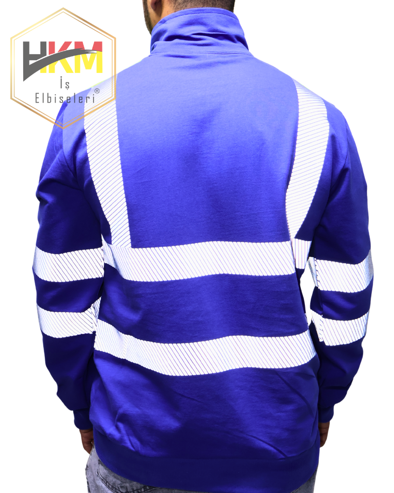 Reflektörlü Erkek Fermuarlı Yaka Sweatshirt