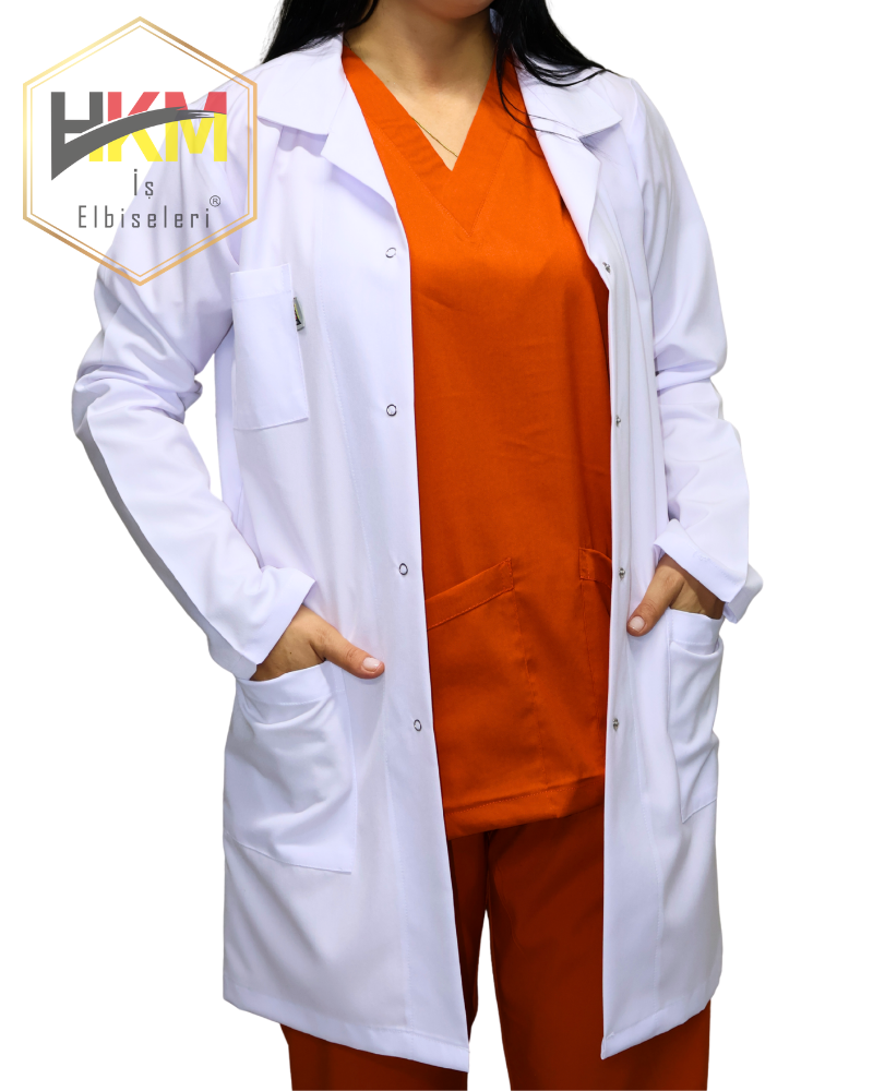 Uzun Boy Klasik Yaka Kadın Doktor Önlüğü Uzun Boy Klasik Yaka Kadın Doktor Önlüğü