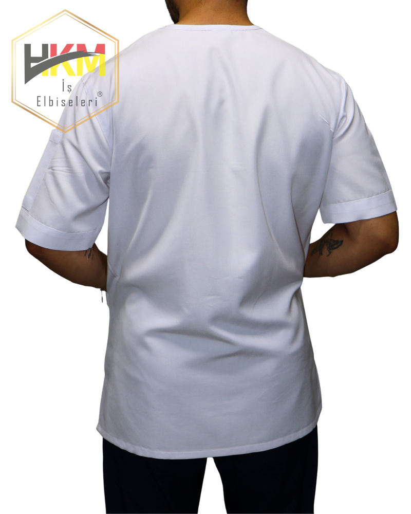 Beyaz Erkek Alpaka Cerrahi Üst Forma