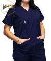 Lacivert Likralı Kadın Cerrahi Tek Üst