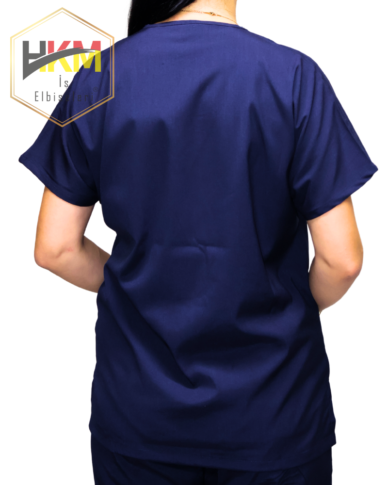 Lacivert Likralı Kadın Cerrahi Tek Üst