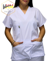 Beyaz Likralı Kadın Cerrahi Tek Üst