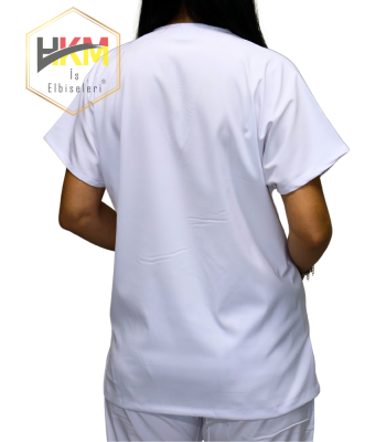 Beyaz Likralı Kadın Cerrahi Takım