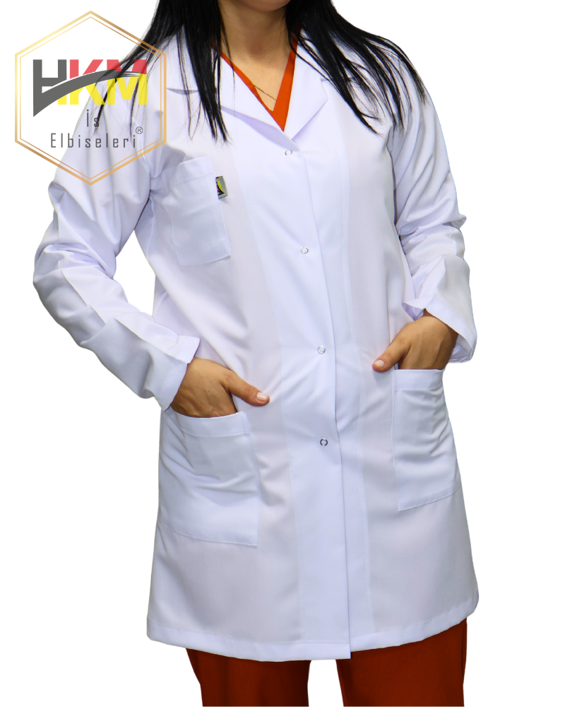 Uzun Boy Klasik Yaka Kadın Doktor Önlüğü Uzun Boy Klasik Yaka Kadın Doktor Önlüğü