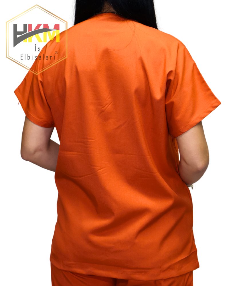 Turuncu Likralı Kadın Cerrahi Takım