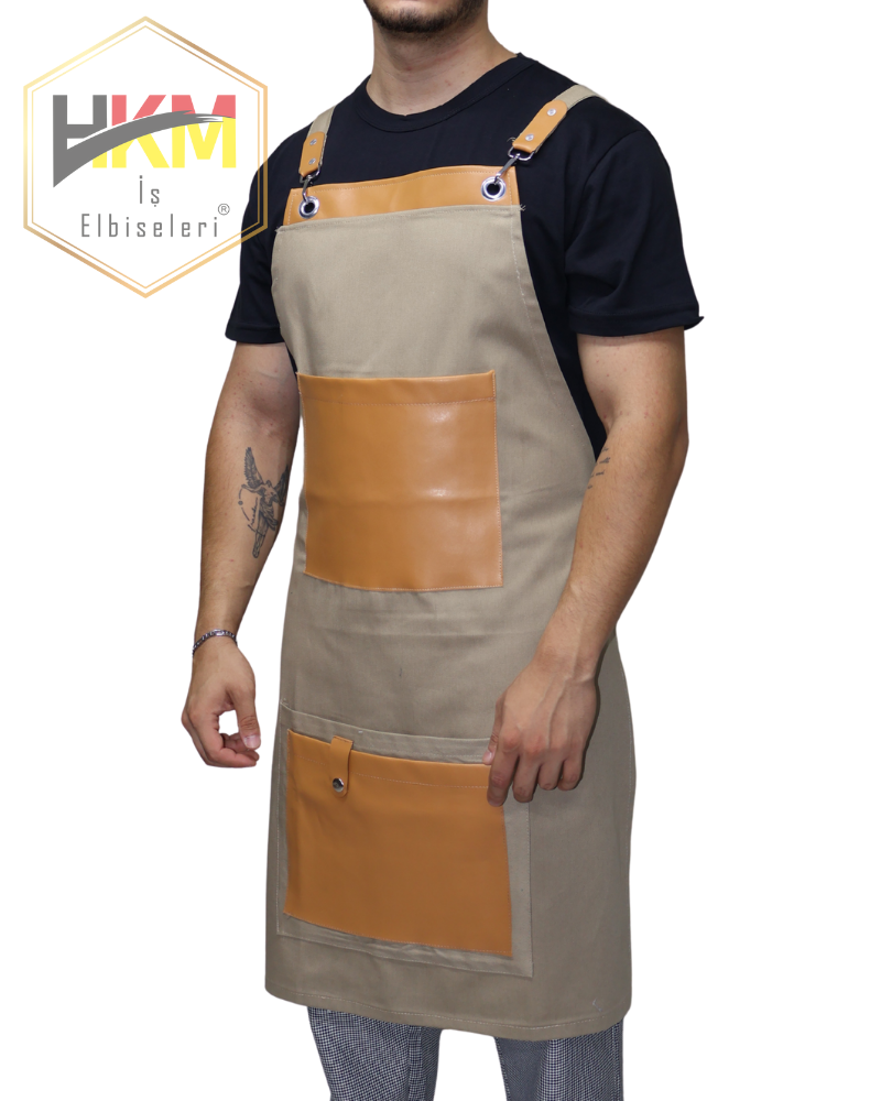 Camel - Turuncu Çift Cepli Barista Önlük