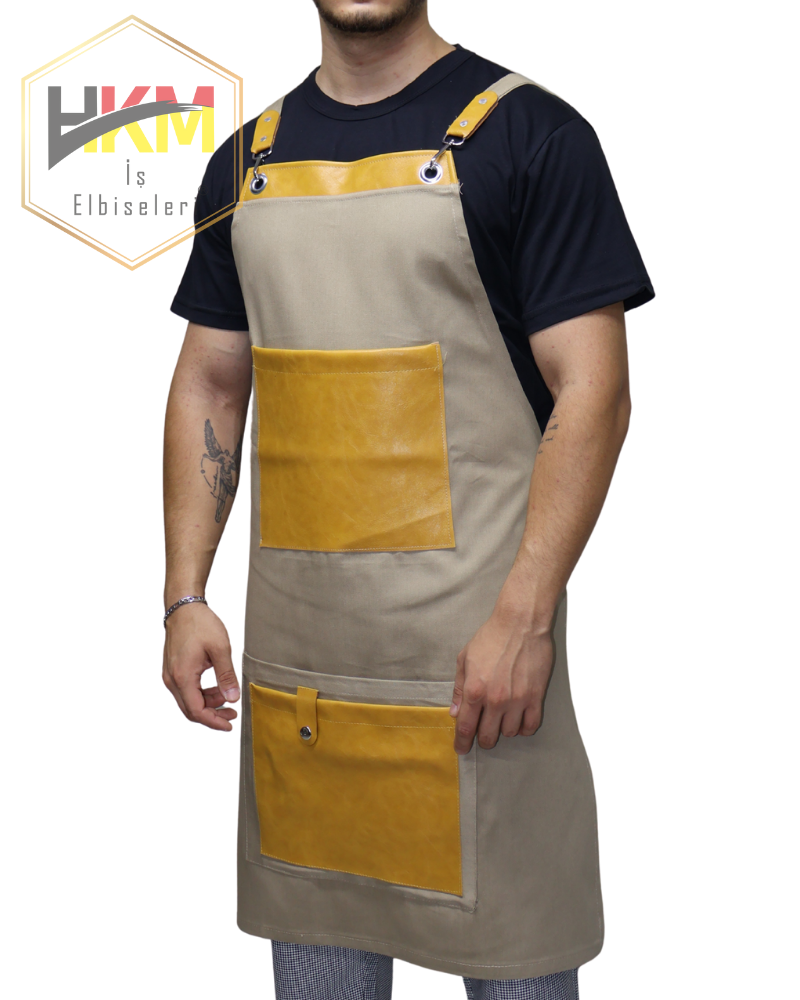 Camel - Açık kahve Çift Cepli Barista Önlük