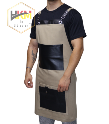 Camel - Siyah Çift Cepli Barista Önlük
