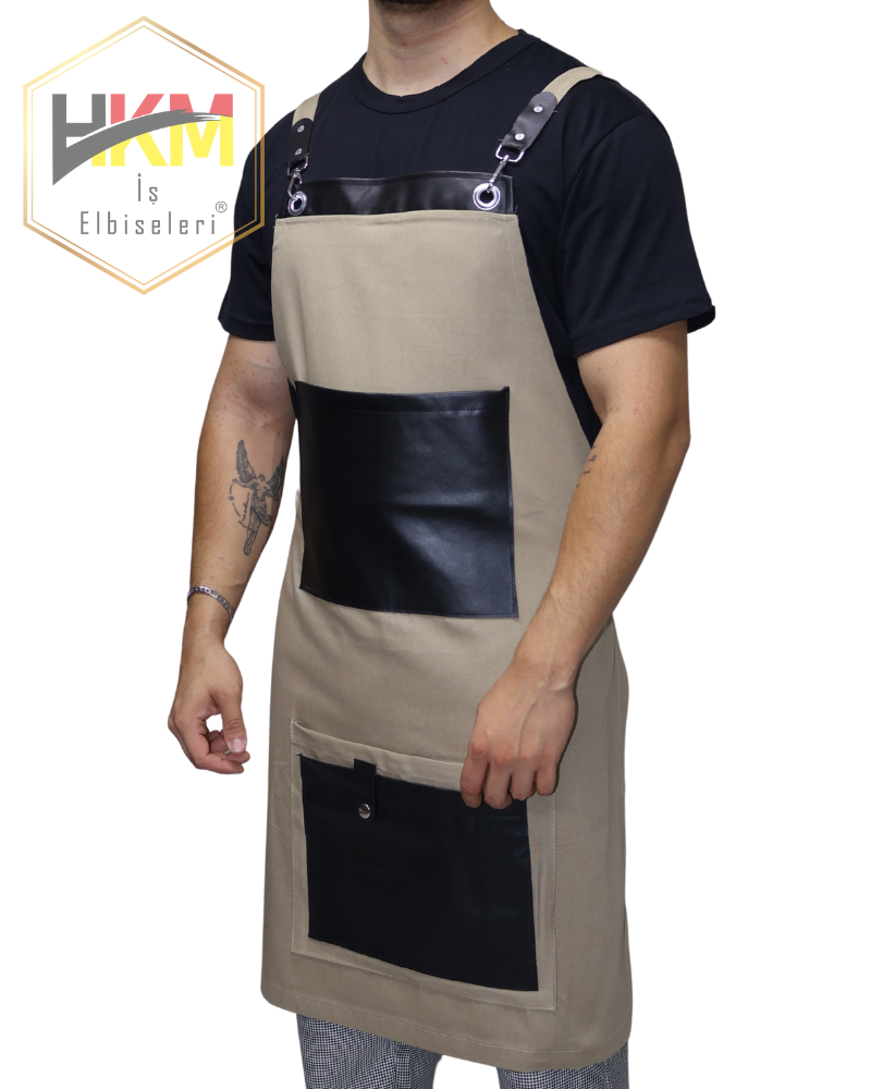 Camel - Siyah Çift Cepli Barista Önlük