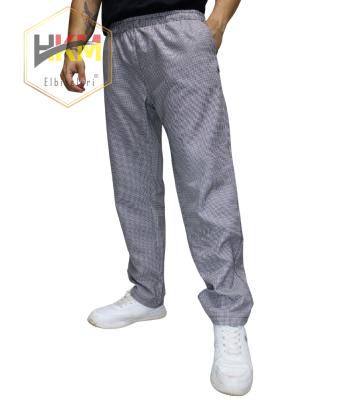 Kareli Bel Lastikli Pantolon