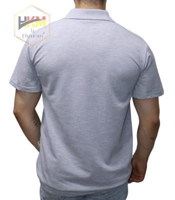 Polo Yaka T-Shirt Gri Melanj