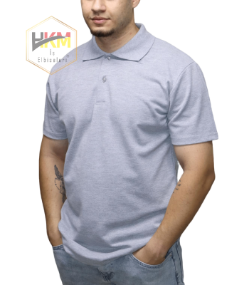 Polo Yaka T-Shirt Gri Melanj