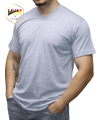 V Yaka Gri Melanj Penye T-Shirt