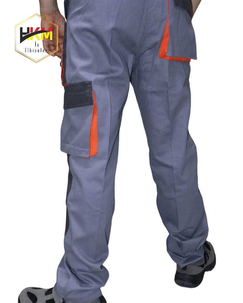 Çok Cepli Gri Gabardin İş Pantolonu Çok Cepli Gri Gabardin İş Pantolonu