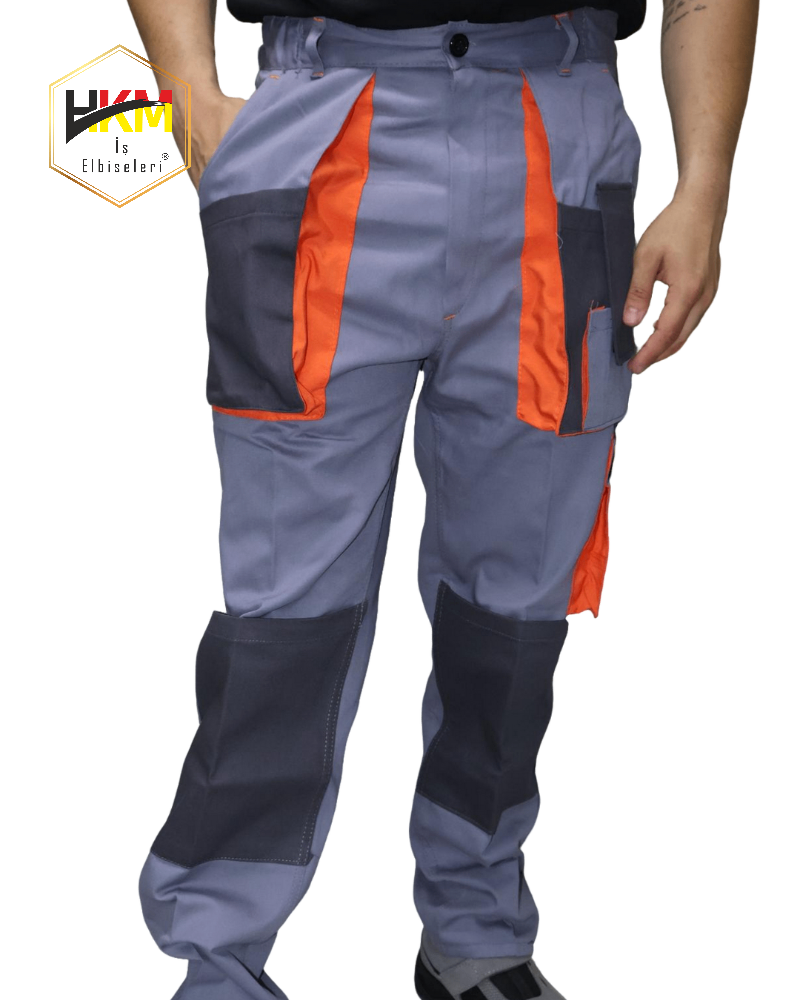 Çok Cepli Gri Gabardin İş Pantolonu Çok Cepli Gri Gabardin İş Pantolonu