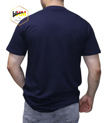 Sıfır Yaka Lacivert Penye T-Shirt