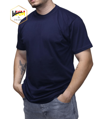 Sıfır Yaka Lacivert Penye T-Shirt