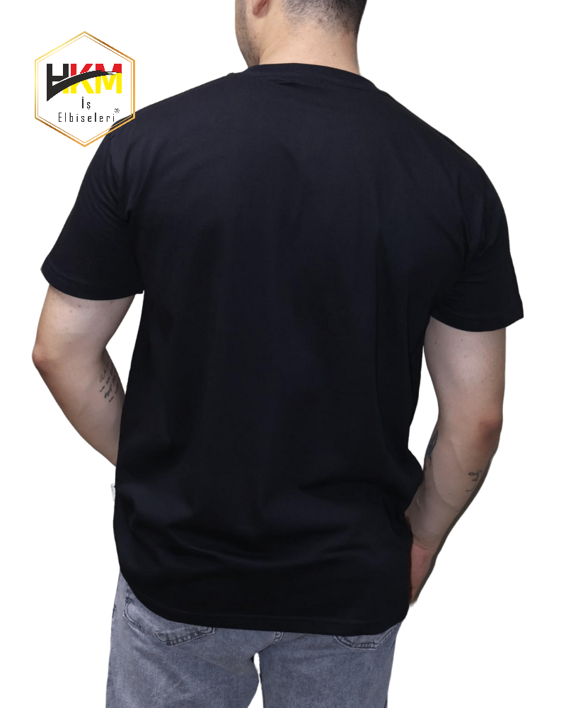 Sıfır Yaka Siyah Penye T-Shirt