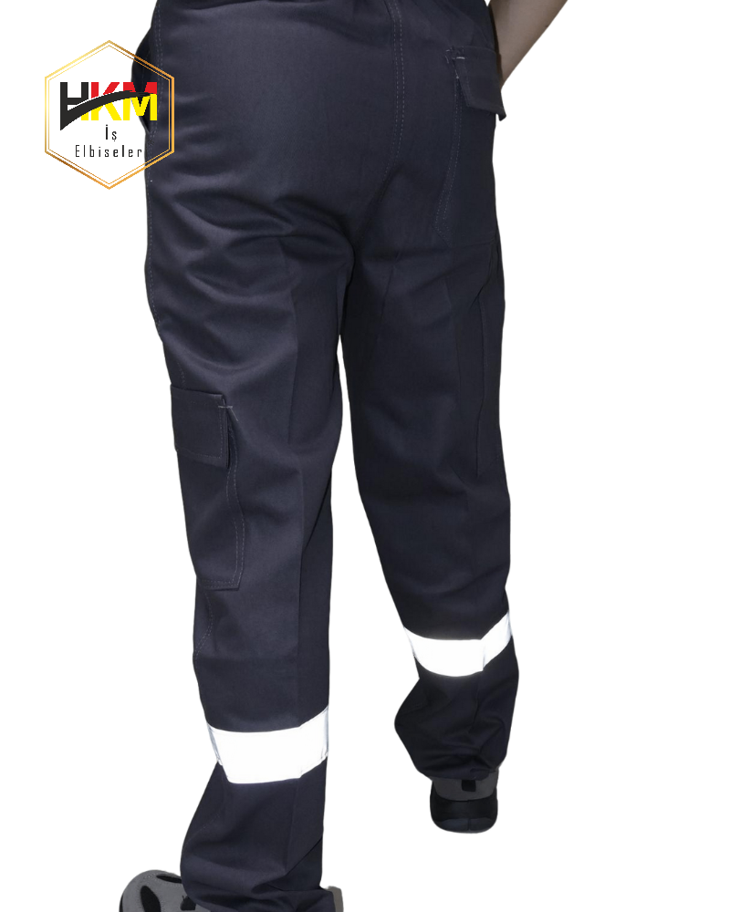 Reflektörlü Kargo Cepli Füme Gabardin İş Pantolonu