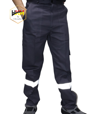 Reflektörlü Kargo Cepli Füme Gabardin İş Pantolonu