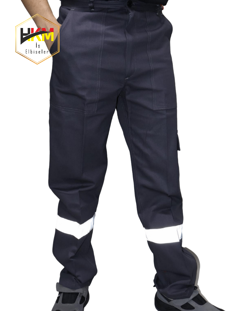 Reflektörlü Kargo Cepli Füme Gabardin İş Pantolonu