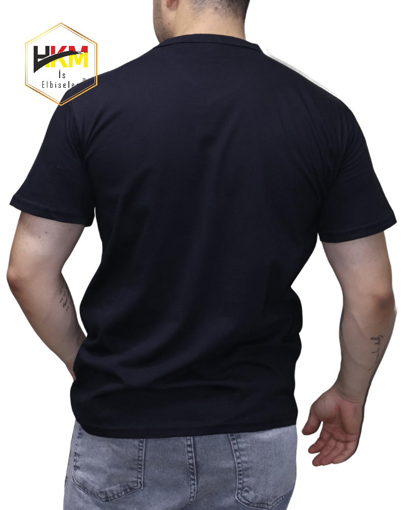 V Yaka Siyah Penye T-Shirt