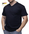 V Yaka Siyah Penye T-Shirt