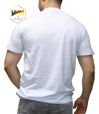 Sıfır Yaka Beyaz Penye T-Shirt