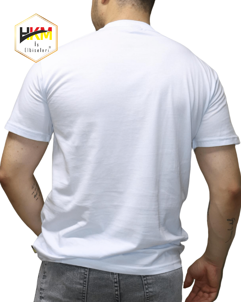 Sıfır Yaka Beyaz Penye T-Shirt