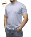 Sıfır Yaka Gri Melanj Penye T-Shirt