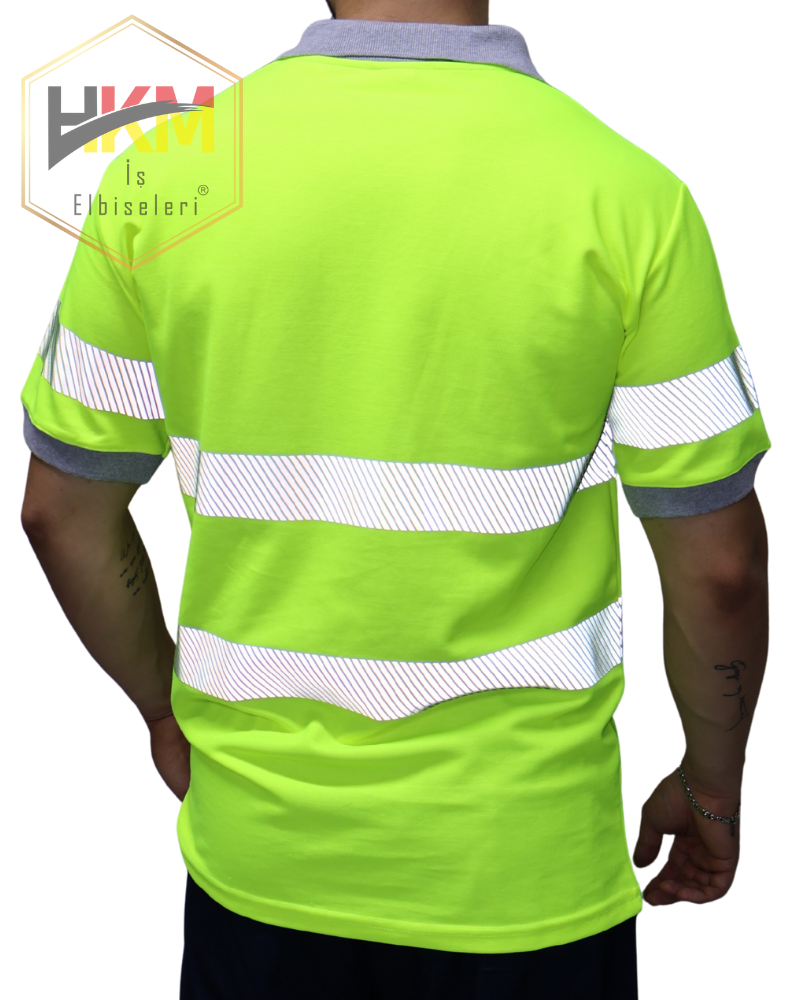 Reflektörlü Erkek Polo Yaka T-shirt
