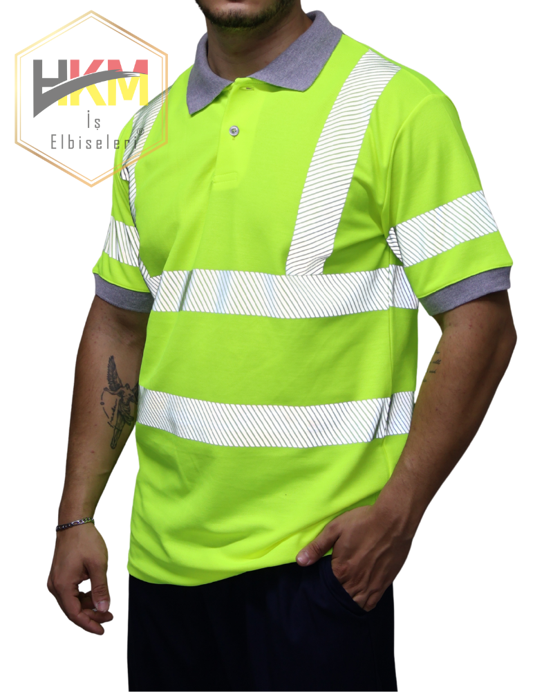 Reflektörlü Erkek Polo Yaka T-shirt