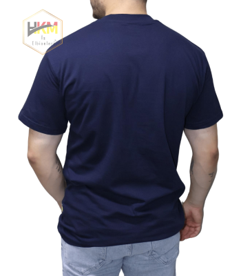 V Yaka Lacivert Penye T-Shirt