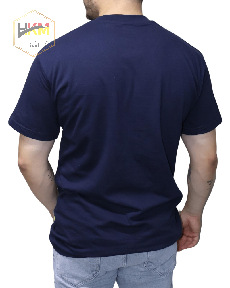 V Yaka Lacivert Penye T-Shirt