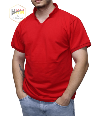 Hakim Yaka Lakost T-Shirt Kırmızı