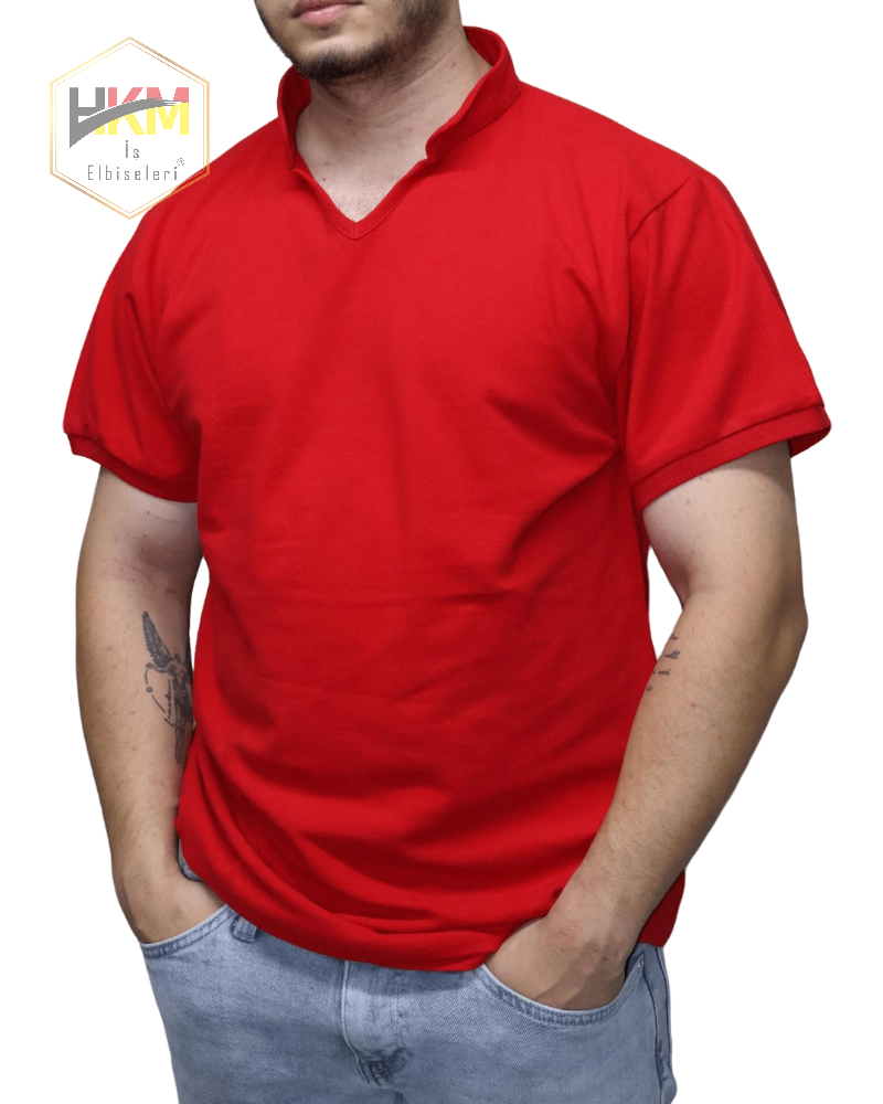 Hakim Yaka Lakost T-Shirt Kırmızı