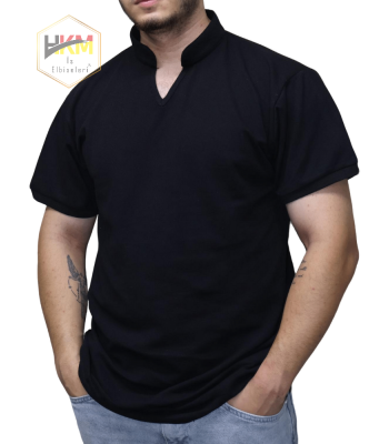 Hakim Yaka Lakost T-Shirt Siyah