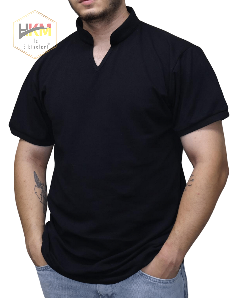 Hakim Yaka Lakost T-Shirt Siyah