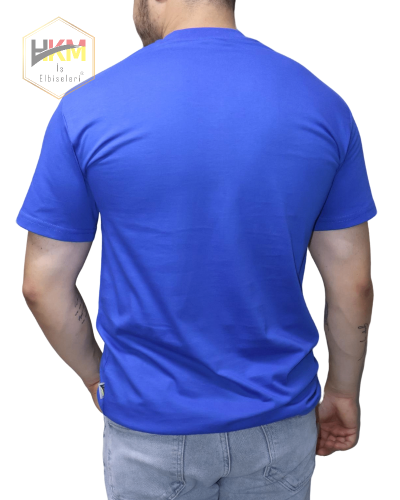 V Yaka Lacivert Penye T-Shirt