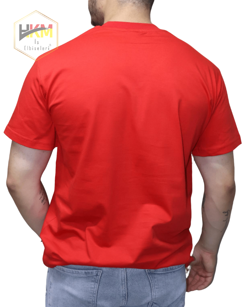 V Yaka KırmızıPenye T-Shirt