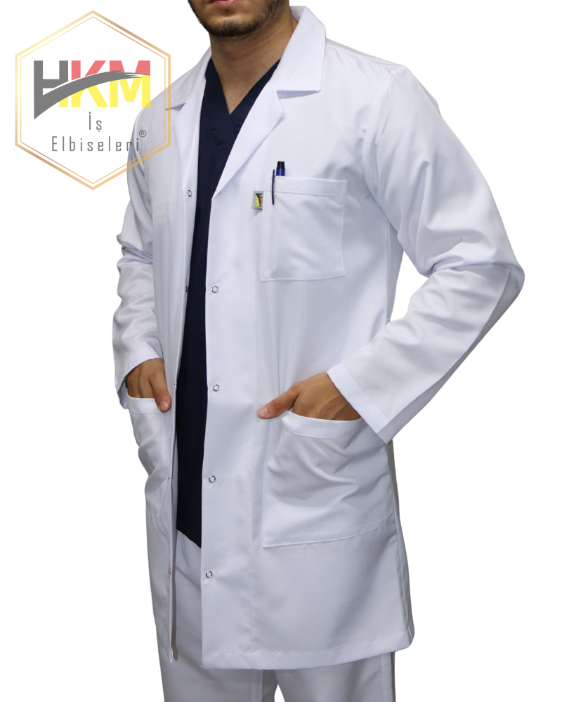 Uzun Boy Klasik Yaka Erkek Doktor Önlüğü Uzun Boy Klasik Yaka Erkek Doktor Önlüğü