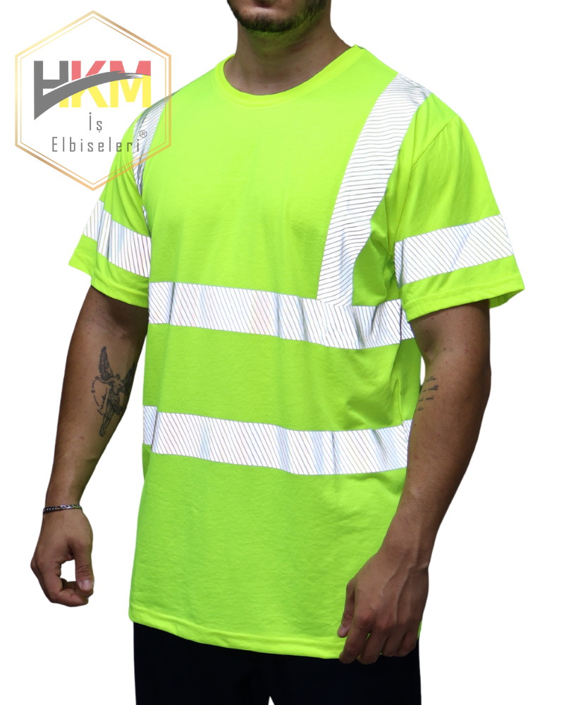 Reflektörlü Erkek Sıfır Yaka T-shirt